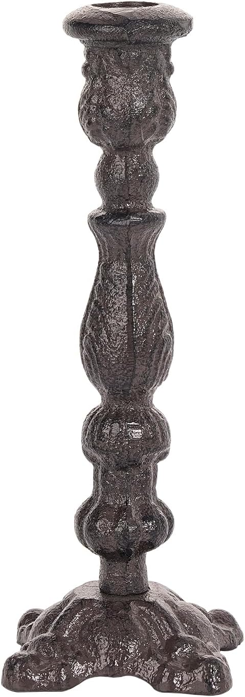 Sungmor Vintage Black Cast Iron Candle Holder – 8.7" Tall Decorative Rustic Taper Candle Stand – Heavy Antique-Style Candlestick for Table Centerpiece, Fireplace Mantel, or Farmhouse Home Décor