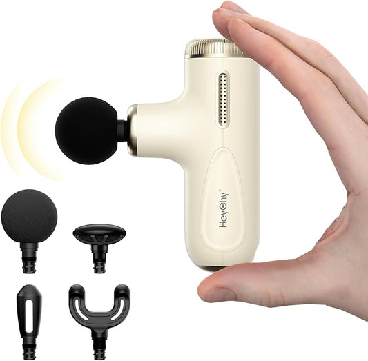 Super Mini Massage Gun Deep Tissue with 4-10mm Adjustable Amplitude, Portable Handheld Electric Back Massager for Neck Shoulder Pain Relief, Quiet for Home Gym, Gifts for Men & Women, Athletes, White