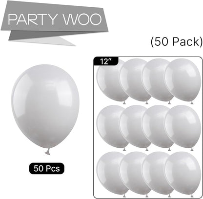 PartyWoo Gray Balloons, 50 pcs 12 Inch Matte Gray Balloons, Grey Balloons for Balloon Garland or Balloon Arch as Birthday Party Decorations, Wedding Decorations, Baby Shower Decorations, Gray-Y71