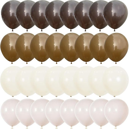 Brown Balloons, 12 Inch Coffee Brown Tan Cream Sand White Balloons for Neutral Bear Baby Shower Boho Wedding Woodland Birthday Party Decorations
