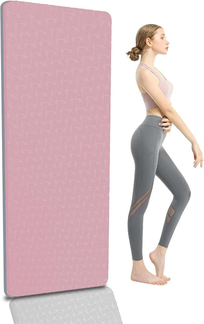 Yoga Mat 1/3 inch QMKGEC Exercise Mats 8mm TPE Non-Slip Extra Thick High-Density Eco Friendly for Yoga Workout Pilates Yoga Mats for Women Men