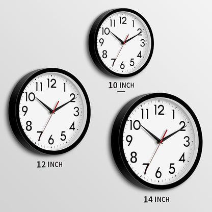 Wall Clock Analog 10 Inch Silent Non Ticking Battery Operated Modern Decorative for Living Room Kitchen Office Bedroom Bathroom(Black)