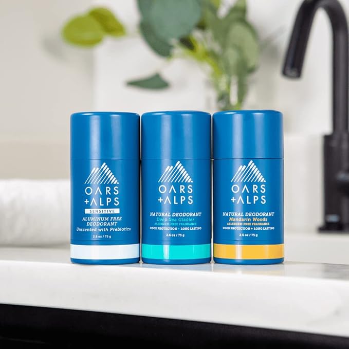 Oars + Alps Deodorant for Men & Women, Aluminum Free Deodorant for Men, Dermatologist Tested, Clean Ingredients, Non Toxic, Vegan, Long Lasting, Variety Pack, 3pk, 2.6oz
