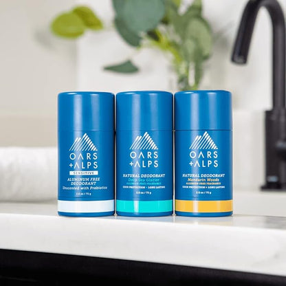 Oars + Alps Deodorant for Men & Women, Aluminum Free Deodorant for Men, Dermatologist Tested, Clean Ingredients, Non Toxic, Vegan, Long Lasting, Variety Pack, 3pk, 2.6oz