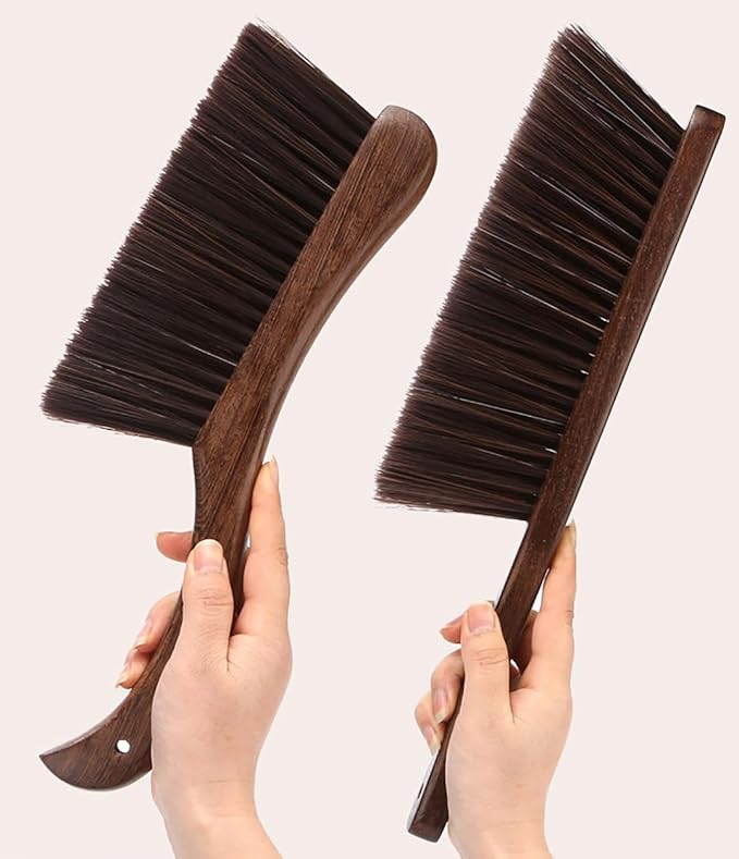 2PCS Soft Bristle Dusting Brushes, Counter Duster Bed Sheets Debris Cleaning Hand Broom for Car/Bed/Couch/Draft/Garden/Furniture/Clothes, Blue, Green, Pink (Brown)