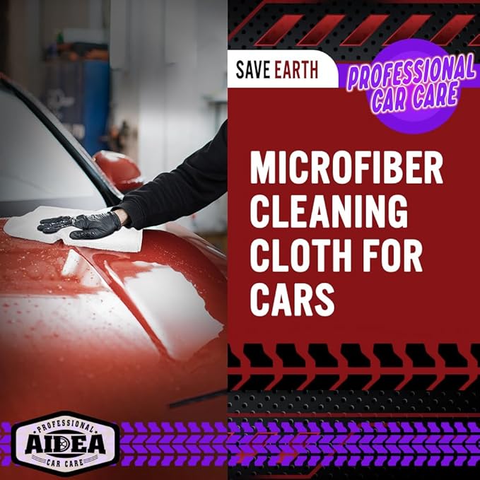 AIDEA Microfiber Cleaning Cloth White 50PK, Microfiber Towels for Cars, Premium Car Cloths, Dusting Cloth Lint Free Cleaning Rags for SUVs, House, Kitchen, Window, Workshops,12×12"