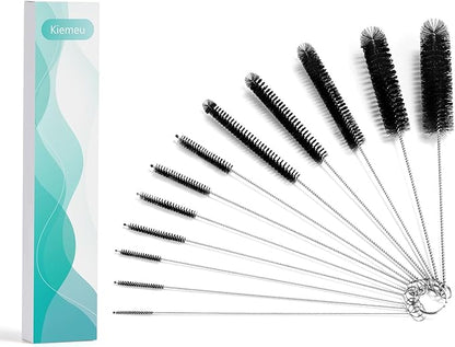 9.5 Inches Long Straw Cleaner Brush Set, 12 Pack Straw Pipe Cleaner Brush Set, Small Brushes for Cleaning Small Parts