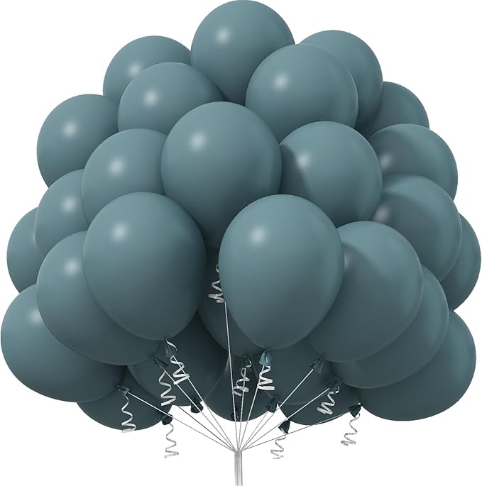 50 Pcs 12 Inch Dusty Blue Balloons, Round Latex Balloons for Boys, Girls, General Celebration, Christmas, New Year, Wedding, Birthday, Gender Reveal, Boho Party