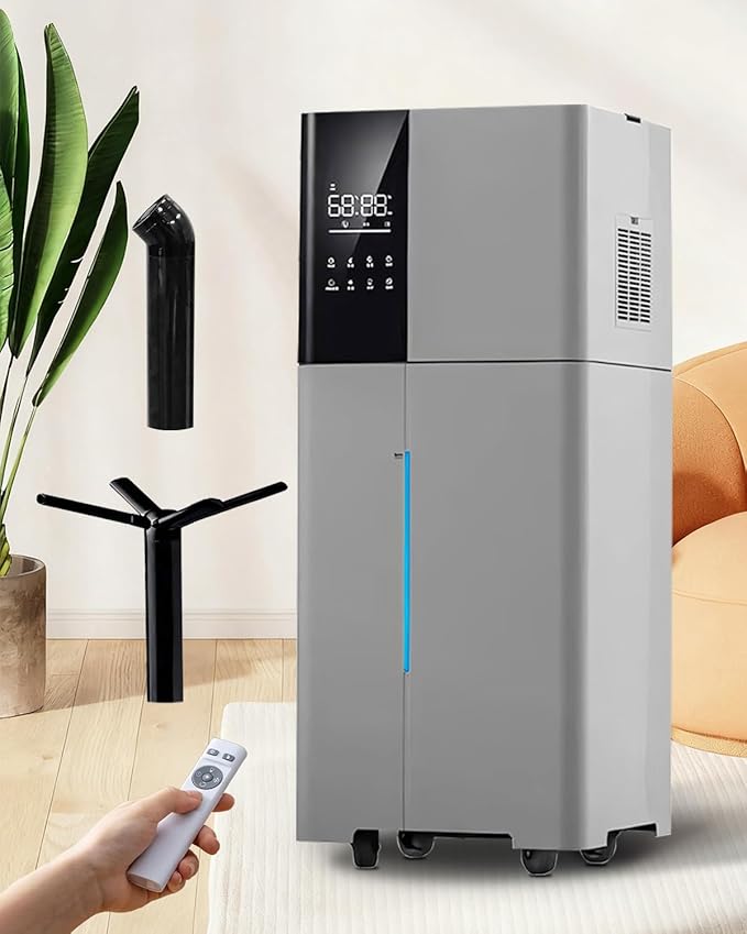 Humidifier Large Room,26L/6.8Gal Whole House Humidifiers for Bedroom Home 3000 sq.ft,1800ml/H,Commercial and Industrial Humidifiers with 360° Nozzle & Extension Tube,Top Fill,Gray