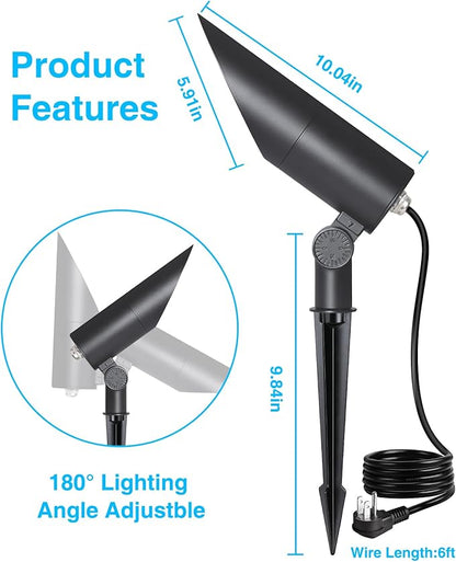 SUNVIE 20W LED Spot Lights Outdoor Weatherproof 5000K Dusk to Dawn Flag Pole Light 120V Plug in Landscape Spotlight with Photocell Sensor Ultra Bright Bullet Flag Light for Yard Garden Tree Statue