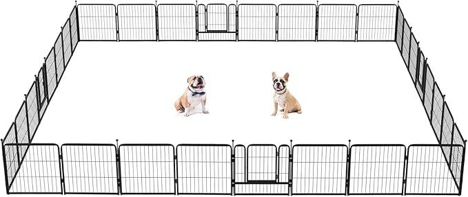 FXW Instant Unleashed Dog Playpen, Portable Pet Fence for Outdoor, RV Trips, and Camping, 24 inch, 32 Panels for Puppy and Small Dogs with RV Step Grid│Patented