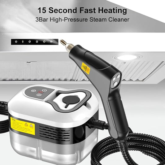 Steam Cleaner, 6-Levels Adjustable Switch Handle, 15s Heat-Up, 1.2L Tank, Steamer for Cleaning with 8 Pcs Accessories, Steam Cleaner for Home for Dirt, Grease, Grout, Tile,Floor,Couch and Car Black