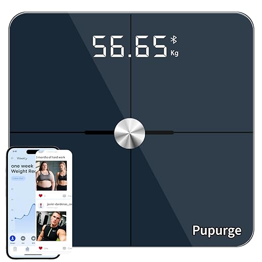 Digital Bathroom Scale, Accurate to 0.1lb/0.05kg Auto-calibrated, 25 Essential Body Composition Analysis BMI, Body Fat, Multi-Frequency tech, Smart Scale for Body Weight, Weighing to 400lb
