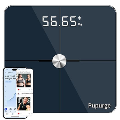 Digital Bathroom Scale, Accurate to 0.1lb/0.05kg Auto-calibrated, 25 Essential Body Composition Analysis BMI, Body Fat, Multi-Frequency tech, Smart Scale for Body Weight, Weighing to 400lb