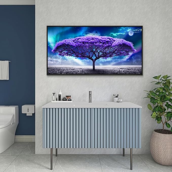 Wapluam Black Framed Canvas Wall Art For Living Room Large Size Wall Decor For Bedroom Purple Tree Abstract Scenery Pictures Artwork Canvas Prints Office Decor Painting Modern Home Decoration 20X40