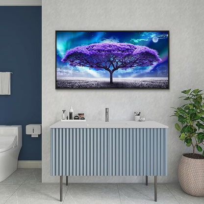 Wapluam Black Framed Canvas Wall Art For Living Room Large Size Wall Decor For Bedroom Purple Tree Abstract Scenery Pictures Artwork Canvas Prints Office Decor Painting Modern Home Decoration 20X40
