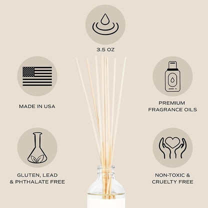 Sweet Water Decor Hello Fall Reed Diffuser Set - Hot Cider, Cinnamon, Cloves, Apple, and Nutmeg Scented Diffuser - Scent Diffusers for Home, Long Lasting Fragrance, Made in The USA