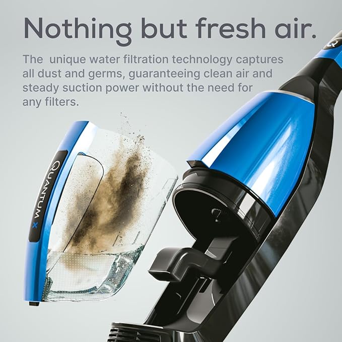 Quantum X Upright Water Filter Vacuum — The Best Bagless Household Vac Cleaner with Water & MicroSilver Filtration to Clean Wet & Dry Messes - Pet, Dog Hair & Toddler Spills on Carpet & Hardwood Floor
