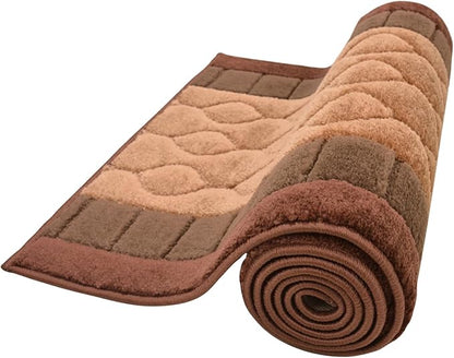 Washable Custom Size Runner Rug Trellis Circles Brown, (20 Feet Length x 26 Inch Width) Custom Cut Slip Resistant Rubber Backing Runner Rugs, Extra Long Runner Rugs for Hallways