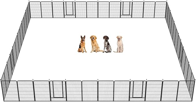 FXW Instant Unleashed Dog Playpen, Portable Pet Fence for Outdoor, RV Trips, and Camping, 45 inch, 48 Panels for Large Dogs with RV Step Grid│Patented