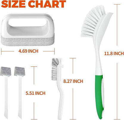 6-Pack Dish Brush with Handle – Heavy Duty Kitchen Scrub Brushes with Stiff Bristles for Pots, Pans, Sinks Non-Scratch Dishwashing Scrubber Brush Set