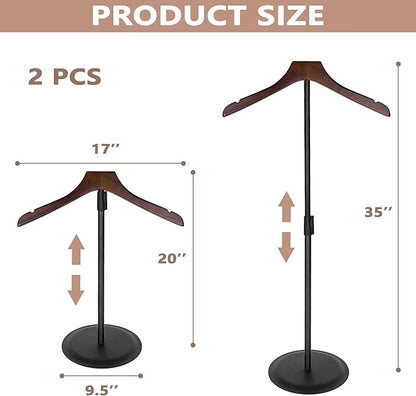 2 Pack Shirt Display Stand 35" Height Adjustable Shoulder Stand Shirt Rack, T Shirt Display Stand for Shops, Steaming Clothes Holder, Black