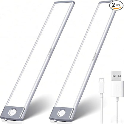 2 Pack 54LED Under Cabinet Lights, 12.5 Inch Bright Wireless Motion Sensor Light 7000K with 2200mAh USB-C Rechargeable Magnetic Mount for Kitchen, Closet & Stairs