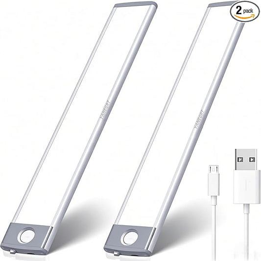 2 Pack 54LED Under Cabinet Lights, 12.5 Inch Bright Wireless Motion Sensor Light 7000K with 2200mAh USB-C Rechargeable Magnetic Mount for Kitchen, Closet & Stairs
