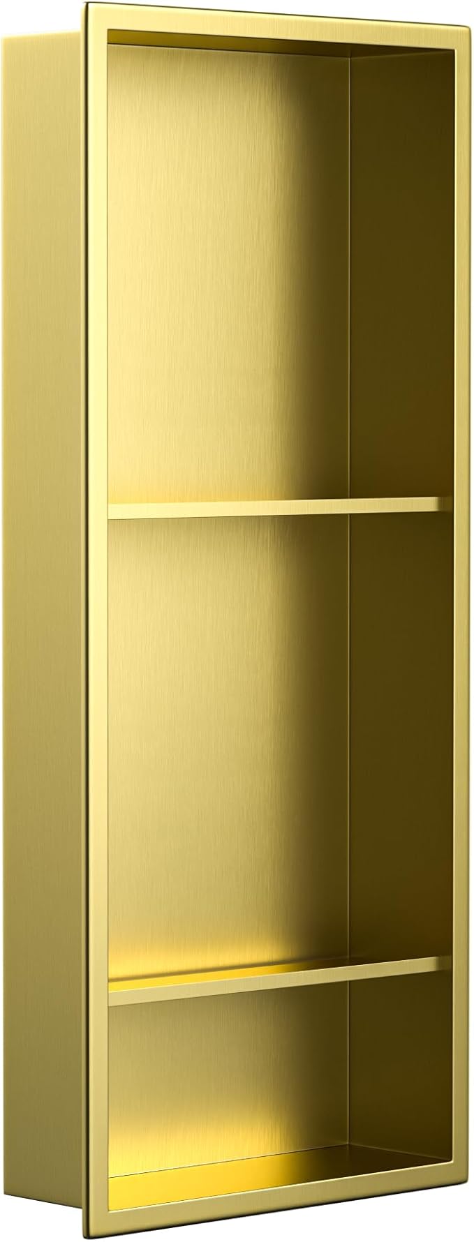 Stainless Steel Shower Niche Gold 30" X 12" with 3-Tiers Shelf No Tile Needed Niche Shower for Bathroom Storage Recessed Wall Shelf Over Mount Installation