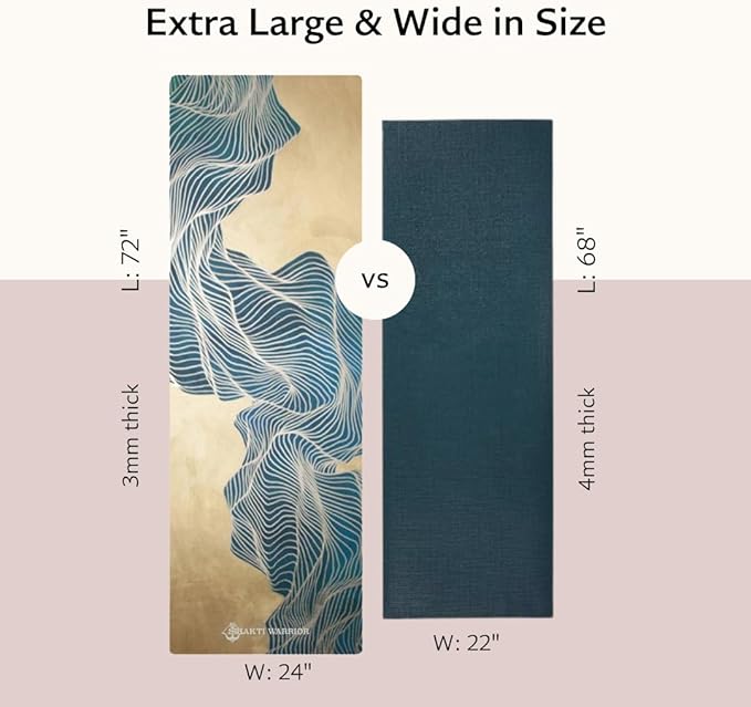 Suede yoga mat - Premium Printed Natural Eco-friendly Non-Slip Mat Great for Hot Yoga, Pilates, Workouts (72 inch x 24 inch x 3mm thick)