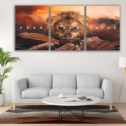 Motivational Wall Art Inspirational Wall Art 3 Pieces Canvas Poster Wall Painting Lion Artwork for Living Room Bedroom Home Decor Prints Pictures Office Wall Decor Framed Ready to Hang 60''Wx 28''H