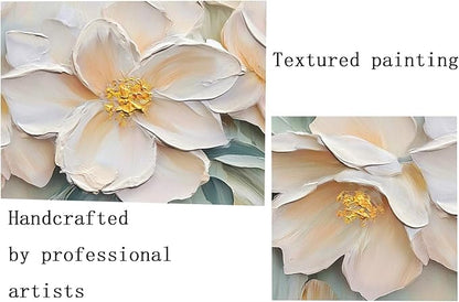Anolyfi White Textured Flowers Canvas Wall Art for Living Room, Modern Aesthetic Sage Florals Painting Wall Decor for Christmas Gift Hallway Bedroom Dining Room Office Home Decor 40"x20"