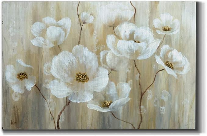 Wexford Home Home Decor Landscape Canvas Wall Art Abstract Floral Painting Modern Pictures Artwork Decoration for Living Room Kitchen Bathroom Office, Ready to Hang, Shimmering Blossoms, 32x48