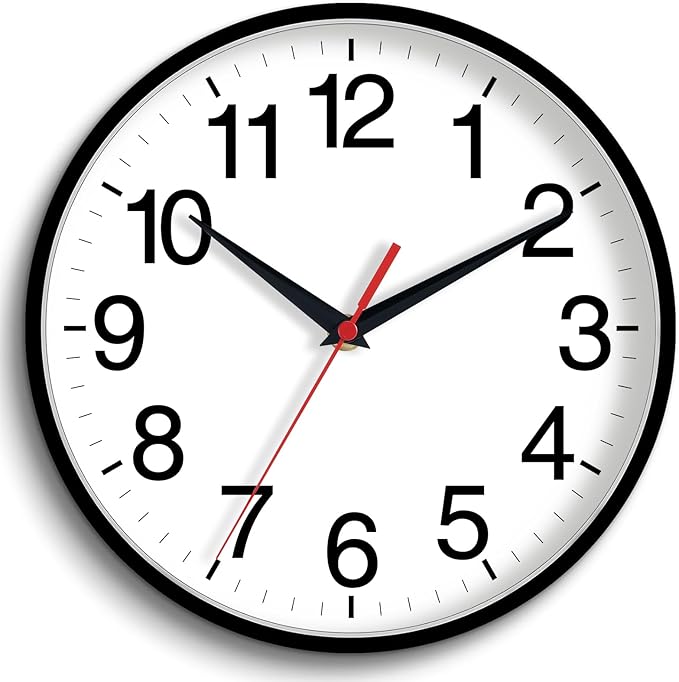 18 Inch Wall Clock, Modern Battery Operated Wall Clocks, Silent Non Ticking Large Analog Clock for Living Room, Office, Home, Bedroom, Kitchen, Bathroom(Black)