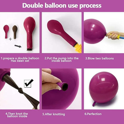 Pink Yellow Balloon Arch - Double Stuffed Hot Pink Purple Balloons Different Size Latex Magenta Balloon Garland for Happy Birthday Baby Shower Wedding Fall Mexican Party Decorations