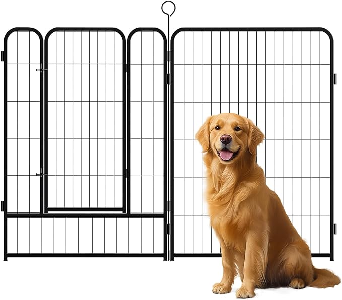 Dog Playpen 40 Inch, 16 Panels Heavy Duty Metal Pet Exercise Pen Indoor Outdoor Fence Panels, Rust-Resistant, Expandable Design, Tool-Free Setup, Anti-Skid, Secure Locking Door for Medium & Large Dogs