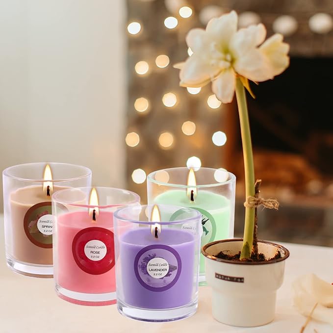 Set of 40 Scented Candle with 10 Fragrances, Soy Wax Aromatherapy Strong Scented Candle in Glass Jar for Women Home Decor
