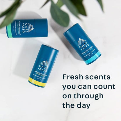 Oars + Alps Deodorant for Men & Women, Aluminum Free Deodorant for Men, Dermatologist Tested, Clean Ingredients, Non Toxic, Vegan, Long Lasting, Odor Protection, Fresh Ocean Splash, 2pk, 2.6oz