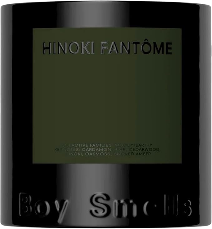 Hinoki Fantôme Scented Candles for Men and Women - 8.5 oz - Soy, Coconut Wax Candle Blend - Aromatic Candles for Home with Japanese Cypress, Jasmine and Smoked Amber - 50-Hour Burn - Cotton Wick.