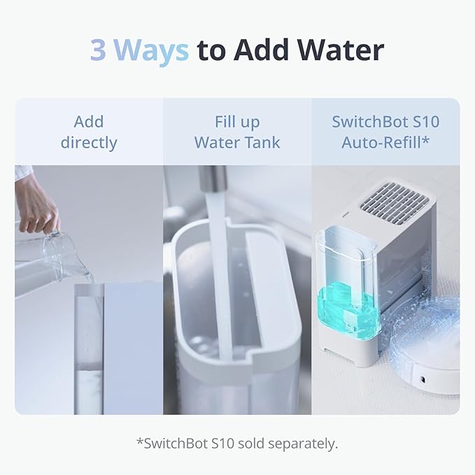 SwitchBot Evaporative Humidifier 4.5L, Auto-Refill with S10, 750ml/h, No Mist, No White Dust, Tap Water Fillable, Top Fill, Washable Filter, for Baby, Nursery, Plants, Work with Matter, HomeKit, Alexa