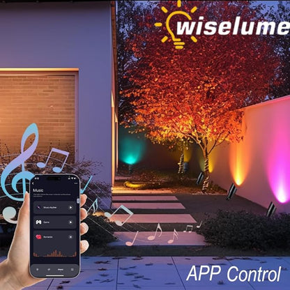 RGB+CCT Color Changing Ourdoor Landscape Lighting,12V Low Voltage Landscape Lights Remote Control with MR16 Light Bulbs 5W 2700K,Warm&Cold Uplights,IP65 Waterproof Uplights (1 Pack)