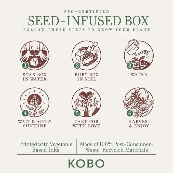 KOBO Rustic Pine Candle with Plantable Box (9 oz) | Plant The Box Collection, 100% Pure Soy Wax Candles | Hand-Poured in USA | Long Lasting 60 Hour Burning Candles | Scented Candles for Home