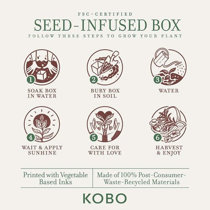 KOBO Rustic Pine Candle with Plantable Box (9 oz) | Plant The Box Collection, 100% Pure Soy Wax Candles | Hand-Poured in USA | Long Lasting 60 Hour Burning Candles | Scented Candles for Home