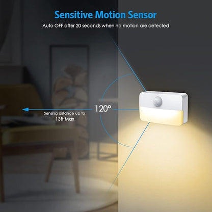 AMIR Motion Sensor Stair Lights for Indoor, 12 Pack Battery-Operated LED Night Light, 40 Lumen 3000K, Cordless Closet Light, Tap Light, Safe Lights for Stairs, Hallway, Bathroom, Cabinet, Kitchen