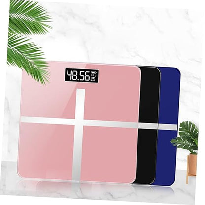 Mikinona Precise Body Weight Scale Toughened Glass Electronic USB Charging Home Use Black Screen Rose Gold Cross Design
