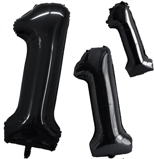 GOER Black Foil Balloons Number 1,Huge Number Balloons for 1st Birthday Party Supplies Anniversary Decorations (3 pcs,42 inch,32 inch,16inch)