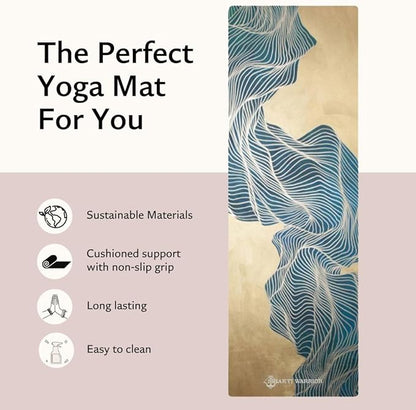 Suede yoga mat - Premium Printed Natural Eco-friendly Non-Slip Mat Great for Hot Yoga, Pilates, Workouts (72 inch x 24 inch x 3mm thick)