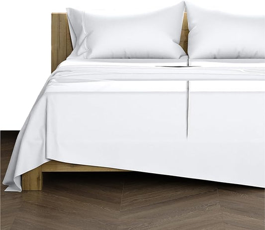 TEXAS LINEN CO. 100% Egyptian Cotton Split King White Sheet Set - 1000 Thread Count 5 PC Cotton Sheets for Adjustable Bed, Silky Soft, Cooling Luxury Hotel Sheets - Fits Upto 18” Deep Pocket
