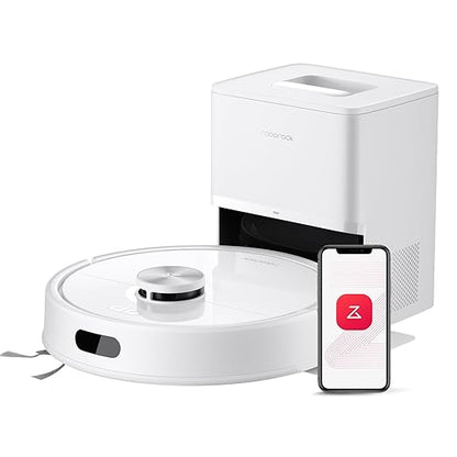 roborock Q7 M5+ Robot Vacuum and Mop, Upgraded from Q5 Max+, 7 Weeks Self-Emptying, 10000Pa Suction, Dual Anti-Tangle System, for Pet Hair & Carpet, PreciSense LiDAR Navigation, App Control, White