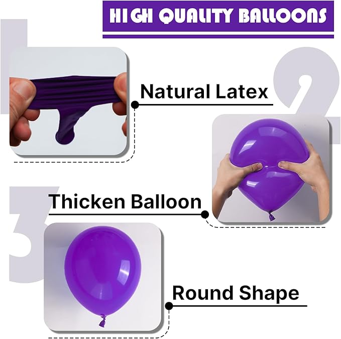 PartyWoo Royal Purple Balloons, 50 pcs 12 Inch Purple Balloons, Dark Purple Balloons for Balloon Garland or Balloon Arch as Party Decorations, Wedding Decorations, Baby Shower Decorations, Purple-Y16